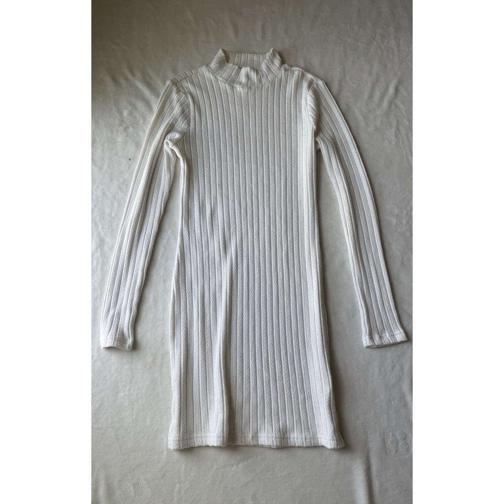 Pink Lily Midi Long Sleeve Dress Ribbed Knit Women's XS Ivory